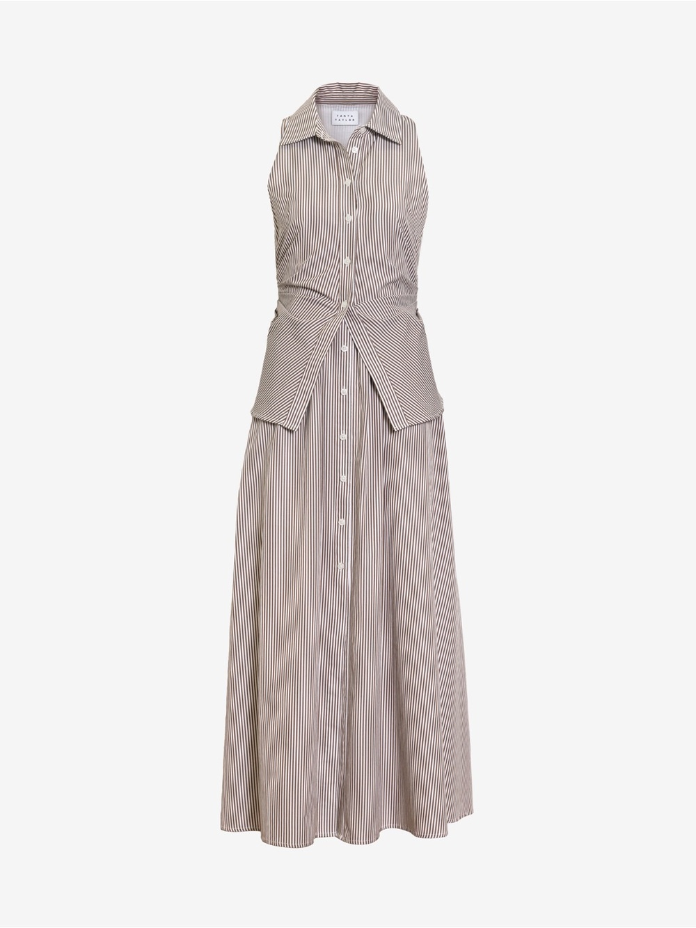 NWT Tanya Taylor HANNAH Midi Shirt DRESS brown and white stripe - size 6